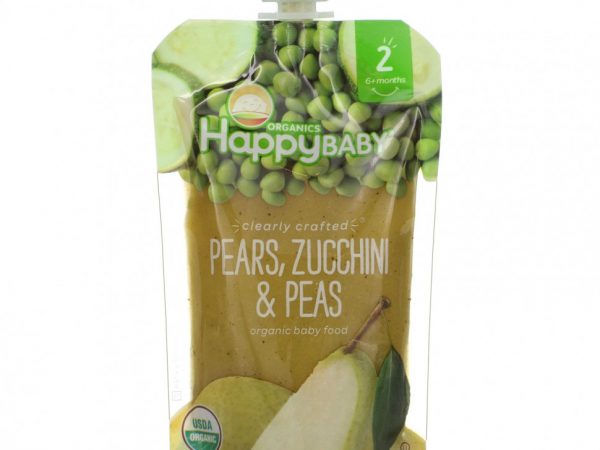 Happy Family Organics, Органическое детское питание, этап 2, для детей от 6 месяцев, груши, цуккини и горох, 113 г (4 унции)