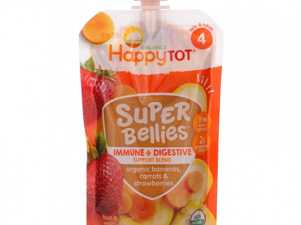 Happy Family Organics, Happy Tot, Super Bellies, органические бананы, морковь и клубника, 4 унции (113 г)