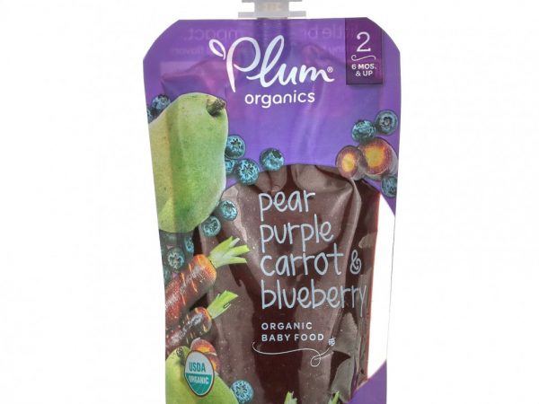 Plum Organics, Органическое детское питание, этап 2, груша, пурпурная морковь и черника, 4 унции (113 г)