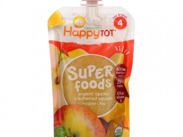 Happy Family Organics, Happy Tot, суперфуды, этап 4, органические яблоки, мускатная тыква и супер чиа, 120 г (4,22 унции)