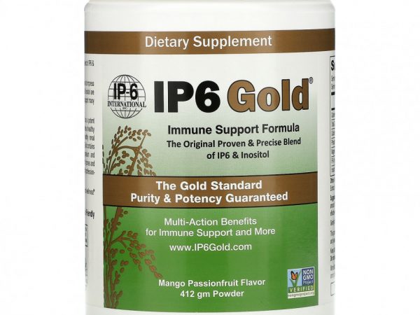 IP-6 International, IP6 Gold, формула для поддержки иммунитета в порошке, манго и маракуйя, 412 г
