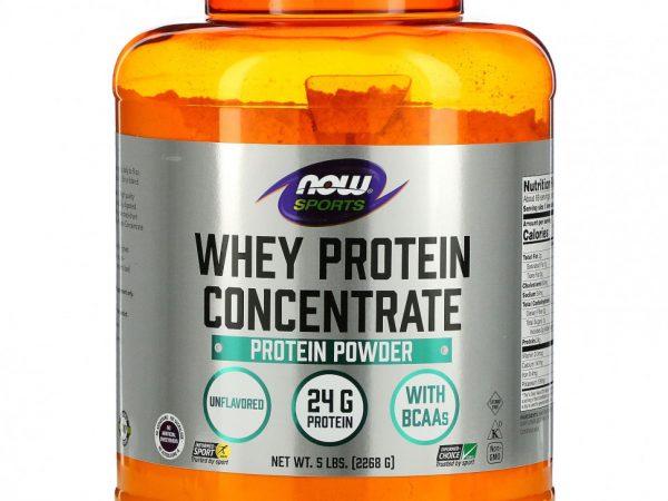 NOW Foods, Sports, концентрат сывороточного протеина в порошке, без добавок, 2268 г (5 фунтов)