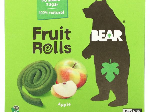 Bear, фруктовые рулеты, яблоко, 5 упаковок, по 20 г (0,7 унции)