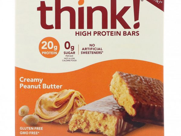 Think !, Высокопротеиновые батончики, арахисовая крем-паста, 5 батончиков, 60 г (2,1 унции) каждый