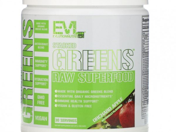 EVLution Nutrition, Stacked Greens Raw Superfood, яблочный сад, 162 г (5,7 унции)
