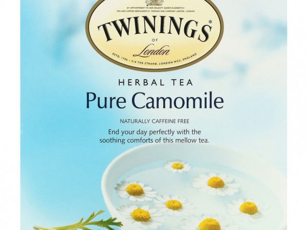 Twinings, травяной чай, чистая ромашка, без кофеина, 50 чайных пакетиков, 75 г (2,65 унции)