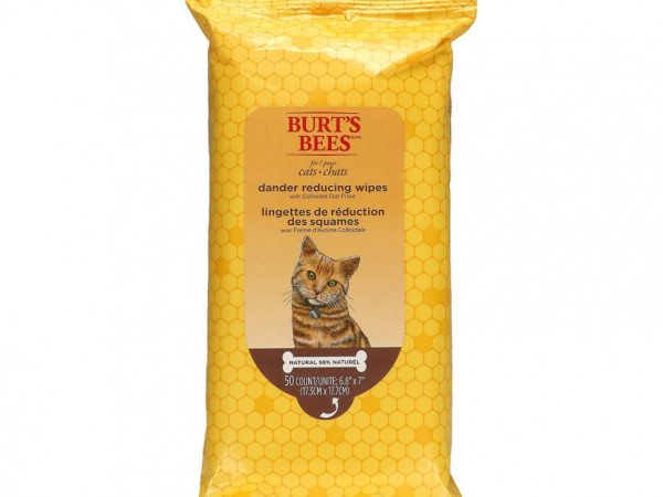 Burt's Bees, Салфетки для кошек с коллоидной овсяной мукой, уменьшающие перхоть, 50 шт.