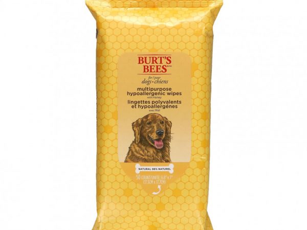 Burt's Bees, Универсальные гипоаллергенные салфетки для собак с медом, 50 шт.