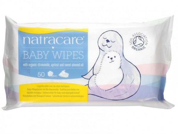 Natracare, Детские салфетки с органической ромашкой, абрикосом и маслом сладкого миндаля, 50 салфеток