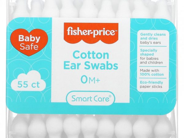 Fisher-Price, Ватные палочки для ушей, от 0 месяцев, 55 штук