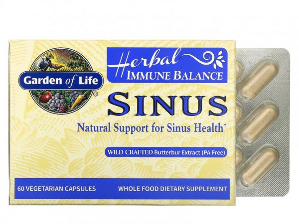 Garden of Life, Herbal Immune Balance, Sinus, 60 растительных капсул