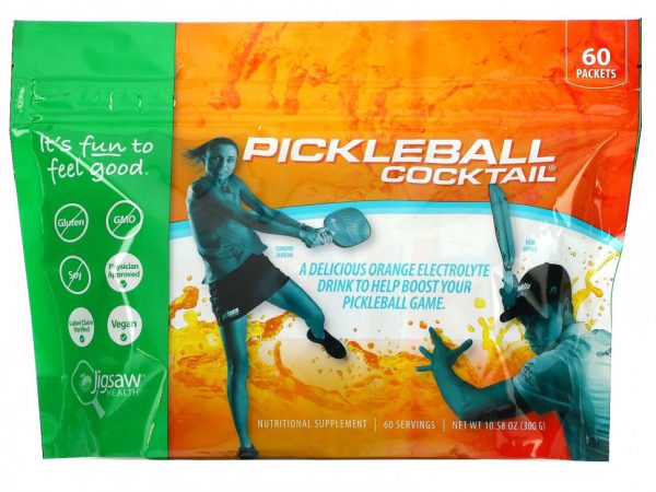Jigsaw Health, Pickleball Cocktail, Electrolyte Drink, Orange, 60 Packets, 10.58 oz (300 g)