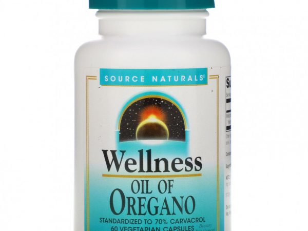 Source Naturals, Wellness, масло орегано, 60 вегетарианских капсул