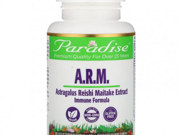 Paradise Herbs, Astragalus, Reishi Maitake Plus, 60 Vegetarian Capsules