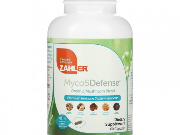 Zahler, Myco5Defense, смесь органических грибов, 60 капсул