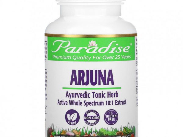 Paradise Herbs, Arjuna, 60 вегетарианских капсул