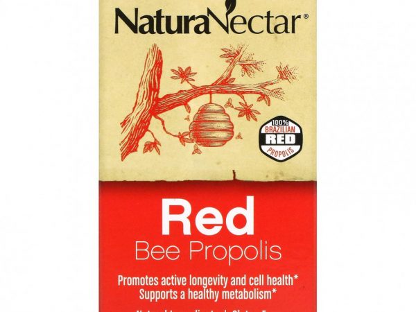 NaturaNectar, Красный пчелиный прополис, 60 вегетарианских капсул