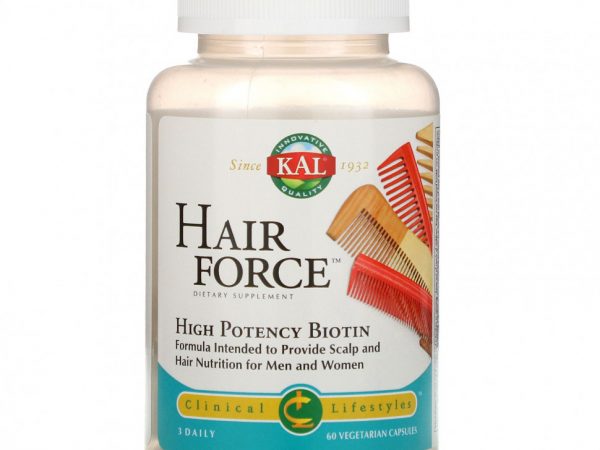 KAL, Hair Force, высокоэффективный биотин, 60 вегетарианских капсул