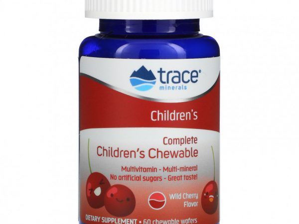 Trace Minerals ®, Комплексные детские жевательные таблетки, дикая вишня, 60 жевательных вафель