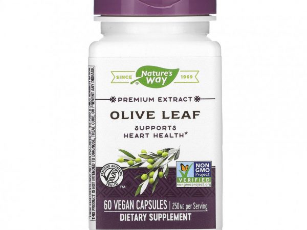 Nature's Way, экстракт премиального качества, листья оливы, 250 мг, 60 веганских капсул