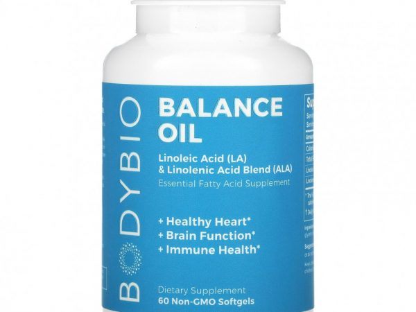 BodyBio, Balance Oil, линолевая кислота (ЛК) и смесь линоленовой кислоты (АЛК), 60 мягких таблеток без ГМО