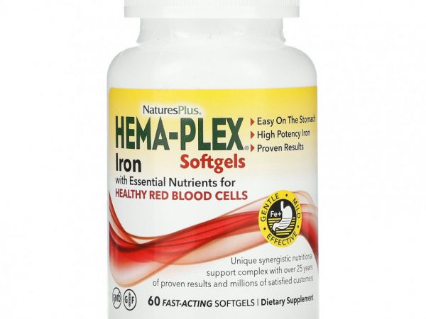 NaturesPlus, Hema-Plex, комплекс с железом, 60 капсул быстрого действия