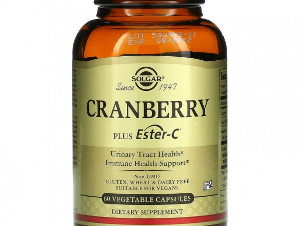 Solgar, клюква и Ester-C, 60 растительных капсул