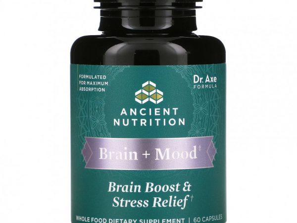 Dr. Axe / Ancient Nutrition, Brain + Mood, поддержка мозга и снятие стресса, 60 капсул