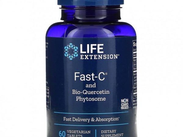 Life Extension, Fast-C с фитосомами биокверцетина, 60 вегетарианских таблеток