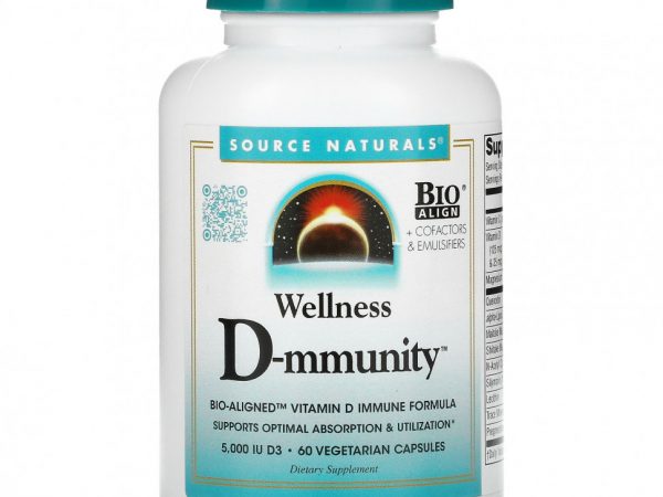 Source Naturals, Wellness D-mmunity, Bio-Aligned Vitamin D Immune Formula, 60 Vegetarian Capsules