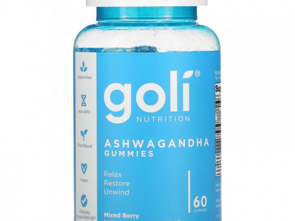 Goli Nutrition, Ашваганда, жевательные мармеладки, ягодное ассорти, 60 жевательных таблеток