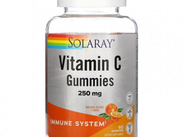 Solaray, Жевательные конфеты с витамином C, натуральный апельсин, 125 мг, 60 жевательных конфет
