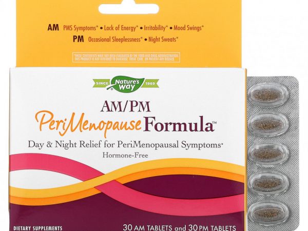 Nature's Way, PeriMenopause Formula, препарат в период пременопаузы, для использования утром и вечером, 60 таблеток