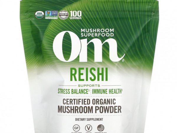 Om Mushrooms, Сертифицированный органический грибной порошок, рейши, 200 г (7,05 унции)