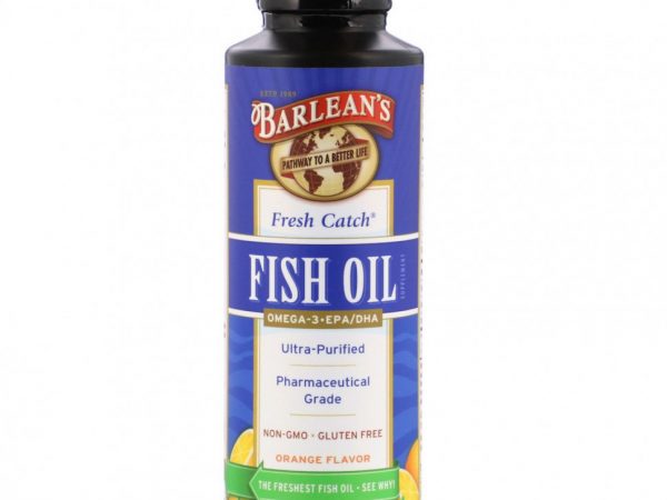 Barlean's, Свежий рыбий жир, омега-3 EPA/DHA кислоты, со вкусом апельсина, 8 жидких унций (236 мл)