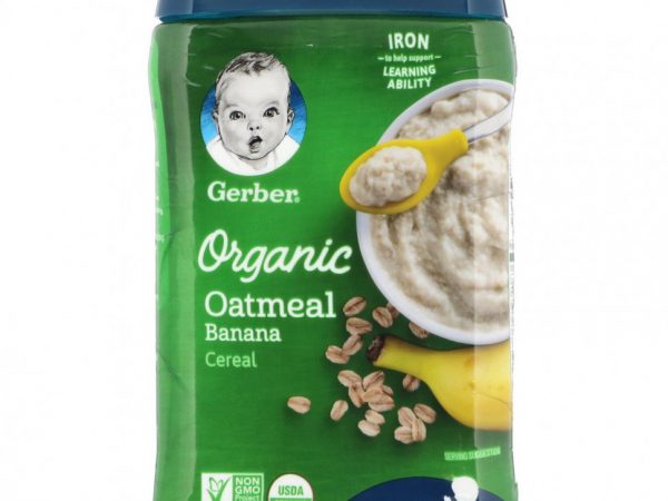 Gerber, Органическая овсяная каша с бананом, для малышей, умеющих сидеть, 227 г (8 унций)