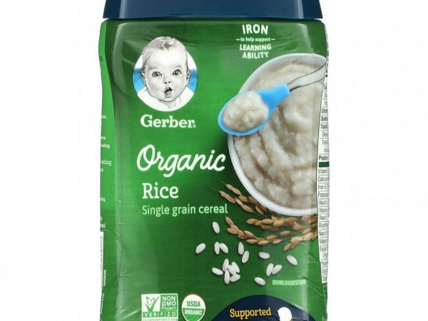 Gerber, 1st Foods, органический рис, из одного вида злаков, для малышей, сидящих с опорой, 227 г (8 унций)