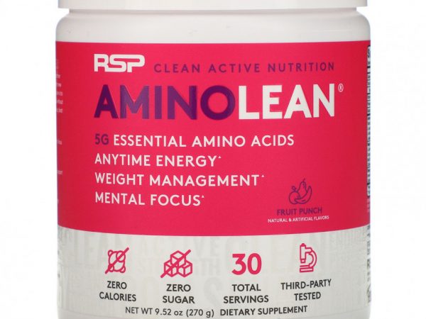RSP Nutrition, AminoLean, смесь для приготовления энергетических напитков, фруктовый пунш, 270 г (9,52 унции)