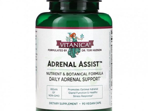 Vitanica, Adrenal Assist, средство для профилактики заболеваний надпочечников, 90 вегетарианских капсул