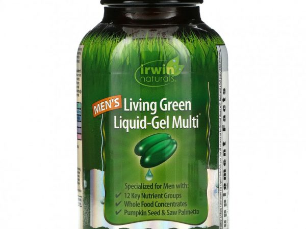 Irwin Naturals, Men's Living Green Liquid-Gel Multi, 90 мягких желатиновых капсул с жидкостью