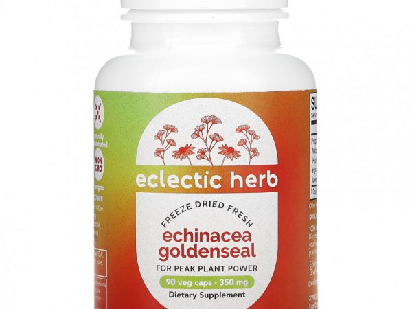 Eclectic Institute, Raw Fresh Freeze-Dried, Эхинацея желтокорень, 350 мг, 90 вегетарианских капсул без ГМО