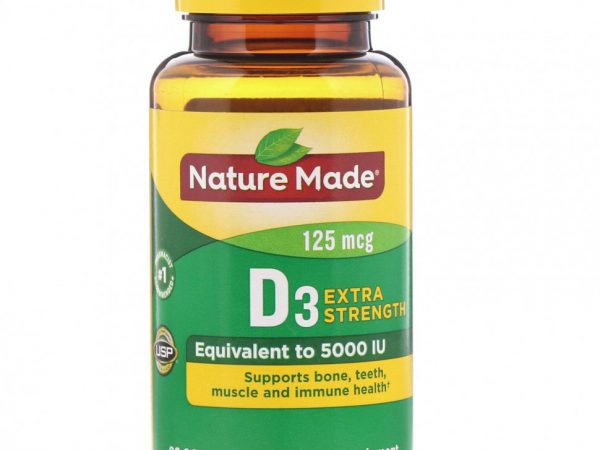 Nature Made, D3, Extra Strength, 125 мкг, 90 мягких таблеток
