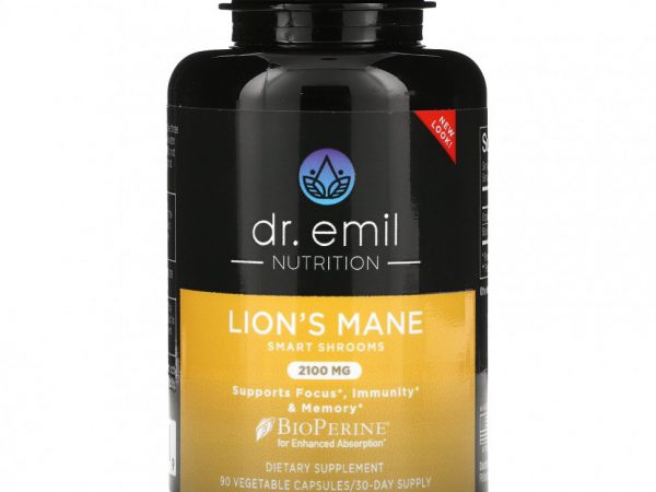 Dr Emil Nutrition, Lion's Mane Smart Shrooms, 2100 мг, 90 растительных капсул