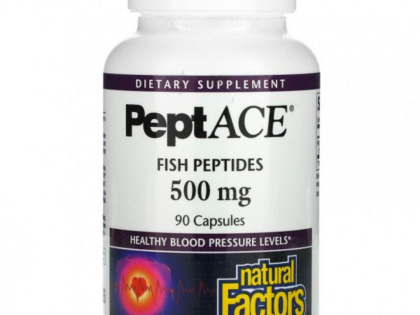 Natural Factors, PeptACE, рыбьи пептиды, 500 мг, 90 капсул