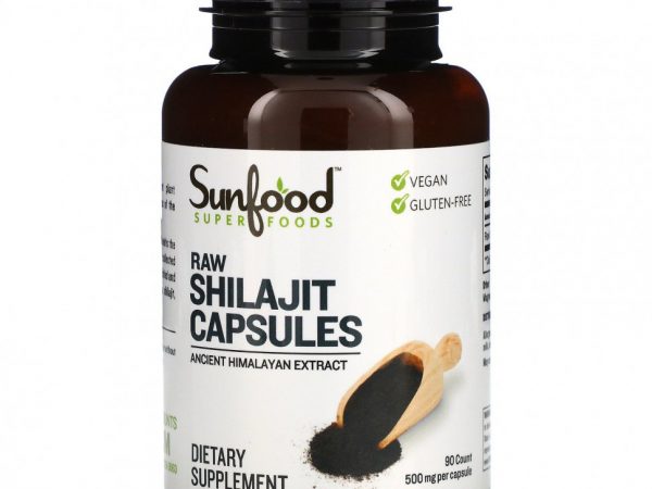 Sunfood, необработанное мумие в капсулах, 500 мг, 90 капсул