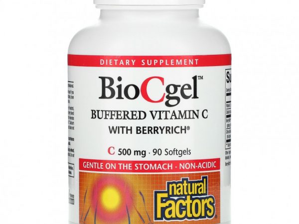 Natural Factors, BioCgel, буферизованный витамин C с BerryRich, 500 мг, 90 мягких таблеток