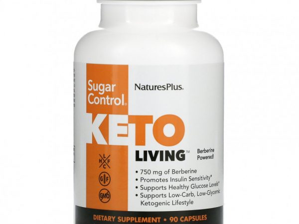 NaturesPlus, KetoLiving, контроль над уровнем сахара, 90 капсул