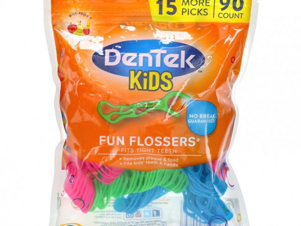 DenTek, Kids Fun Flossers, дикие фрукты, 90 зубочисток