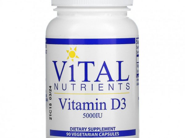 Vital Nutrients, Витамин D3, 5000 МЕ, 90 вегетарианских капсул