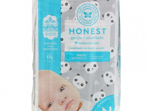 The Honest Company, Honest Diapers, Super-Soft Liner, Newborn, Pandas, Up to 10 Pounds, 32 Diapers